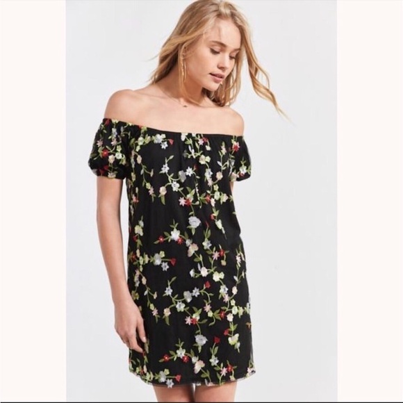 URBAN OUTFITTERS KIMCHI BLUE Floral Embroidered Black Tulle Layered Dress - Picture 1 of 11
